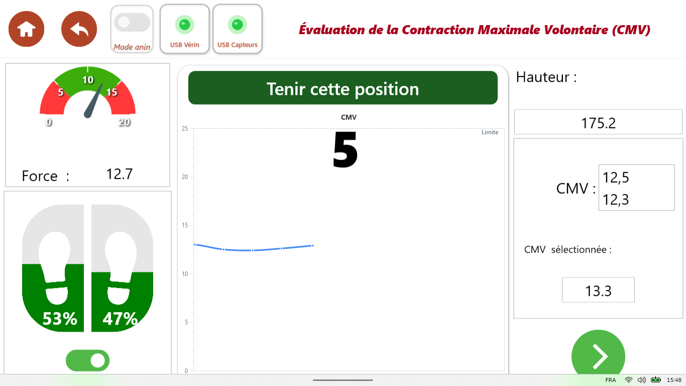 Évaluation de la contraction maximale volontaire : force et courbe