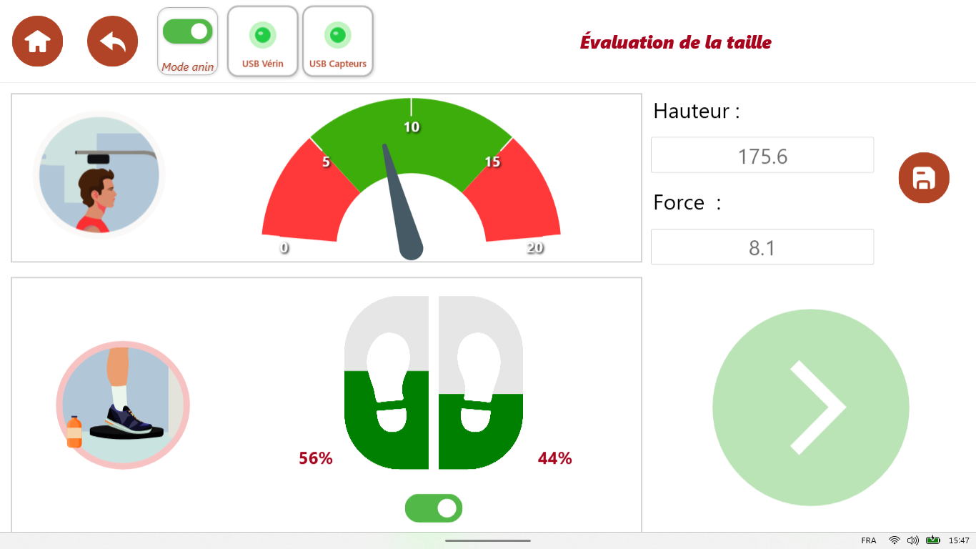 Évaluation de la hauteur : jauge de force et répartition des appuis