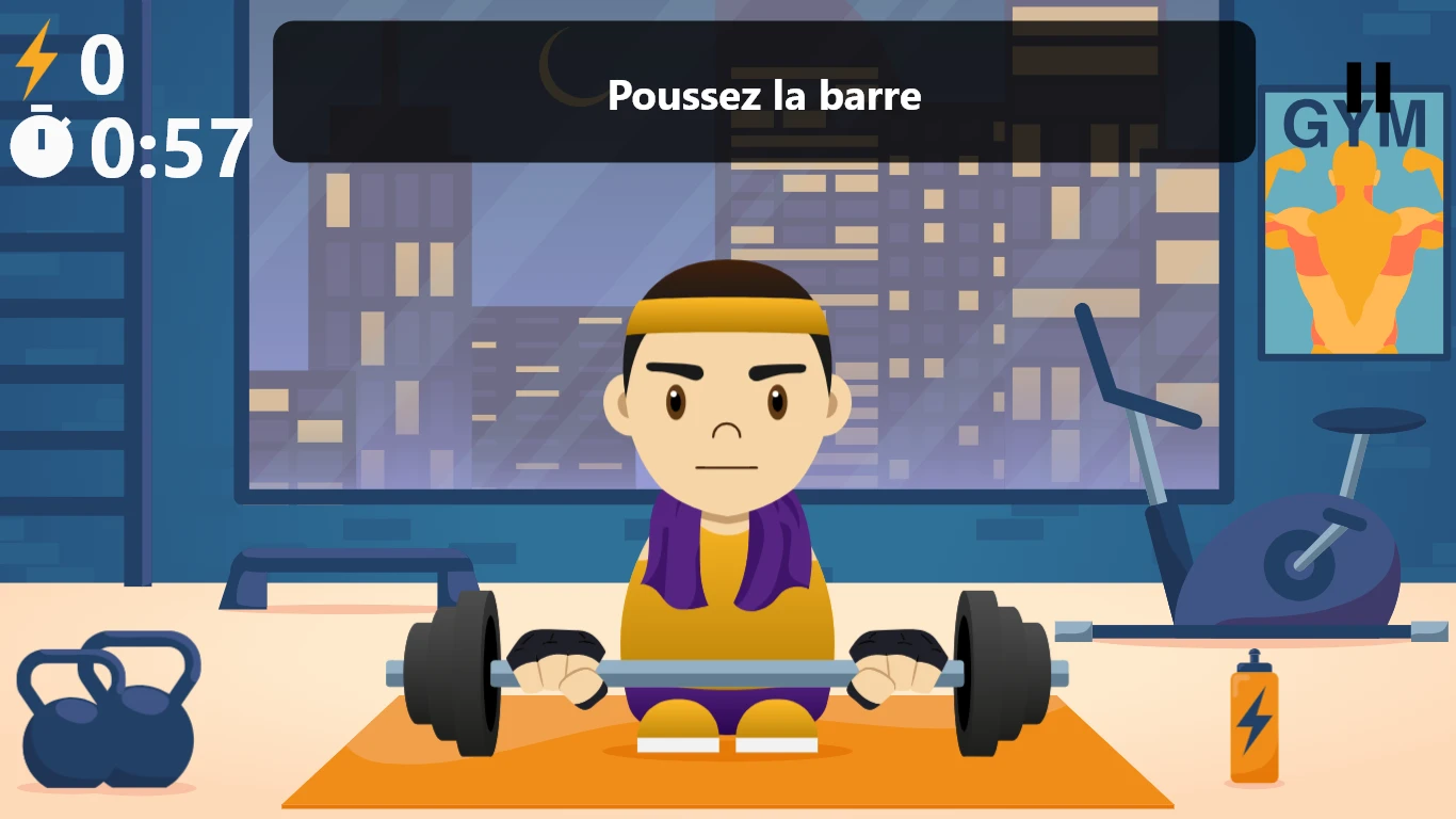 Jeu SpineFit : personnage soulevant une barre