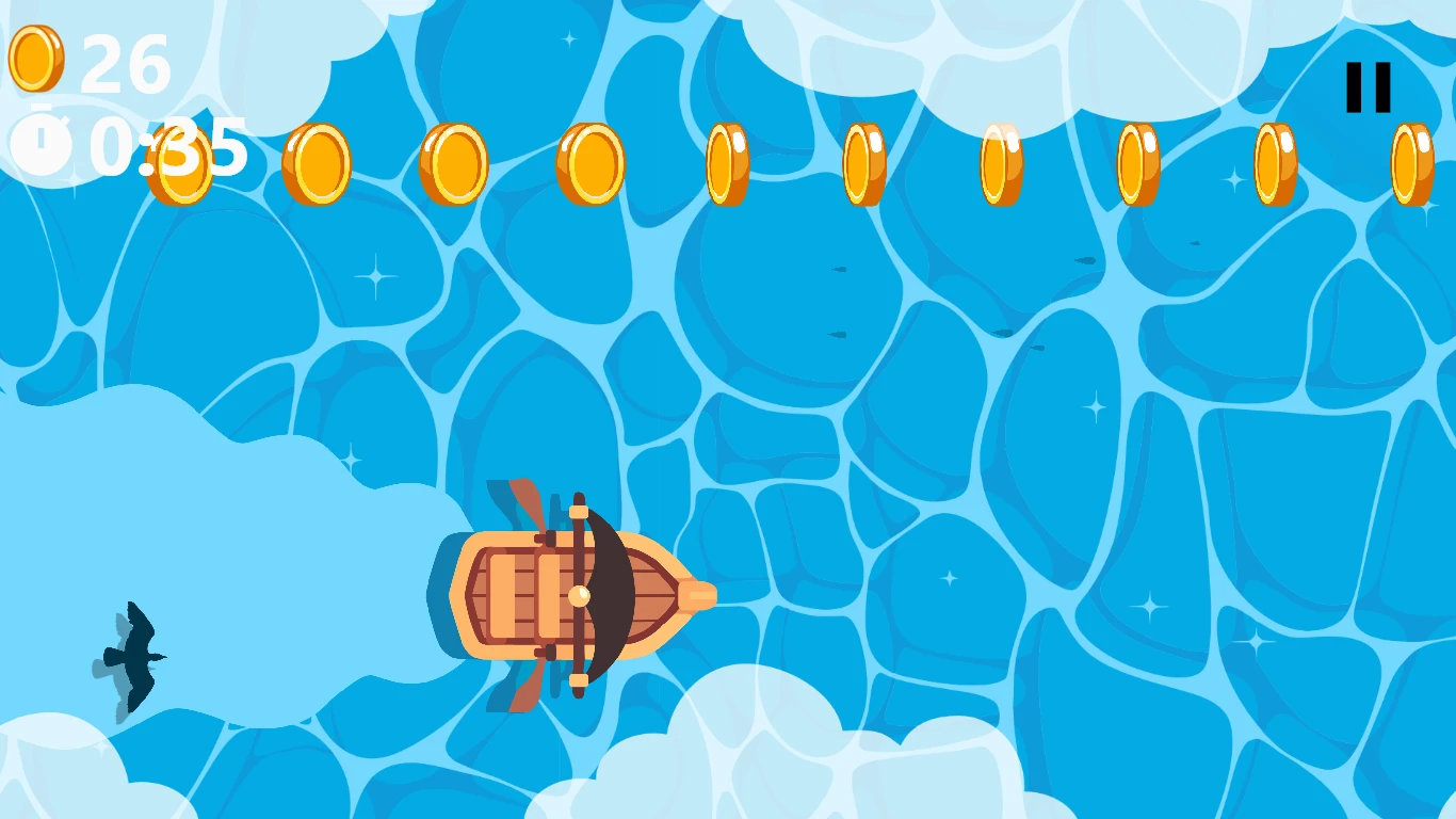 Jeu SpineFit : bateau et pièces à collecter