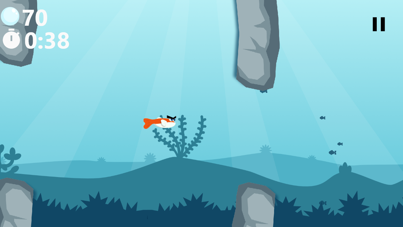 Jeu SpineFit : un poisson se déplace entre des obstacles